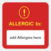 b6 -この~を加えますアレルギーをカスタマイズ スクエアシール (正面)