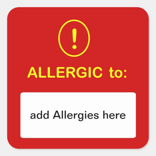 b6 -この~を加えますアレルギーをカスタマイズ スクエアシール (正面)