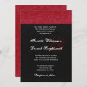 B734を結婚する赤くおよび黒いダマスク織 招待状 (正面/裏面)