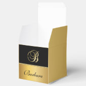 "B"エレガントモノグラム名パーソナライズされた黒金ゴールド フェイバーボックス (オープン)