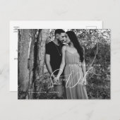 B/エレガントWカップル写真の保存日付 ポストカード (正面/裏面)