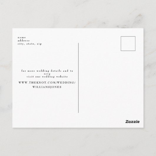 B/エレガントWカップル写真の保存日付 ポストカード (裏面)