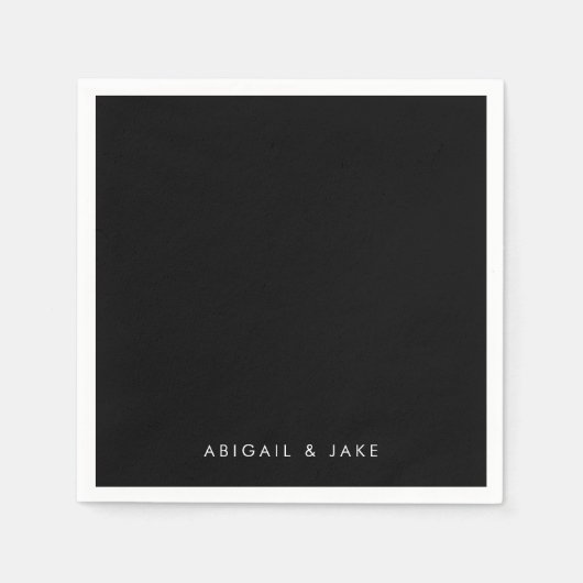 B/コンテンポラリーW名パーソナライズされた結婚の スタンダードカクテルナプキン (正面)