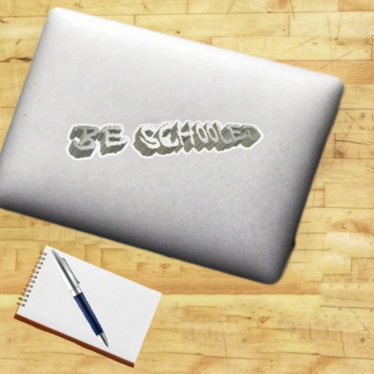 B.スクールド・グレー・ホワイト・ステッカー シール