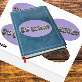 B.スクールド・グレー・ホワイト・ステッカー 楕円形シール