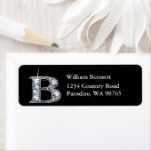 "B"ダイヤモンドモノグラムきらきら光る差出人住所ラベル ラベル (インサイチュ)