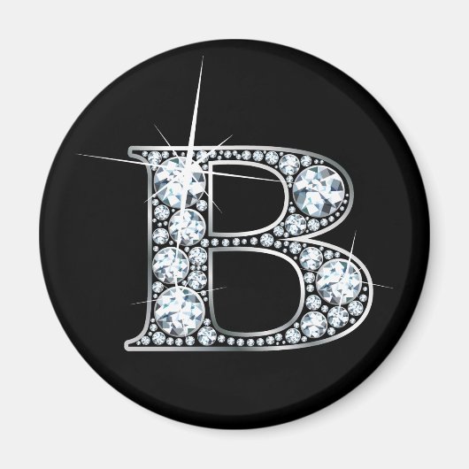 「B」ダイヤモンド磁きらきら光る石 マグネット (正面)