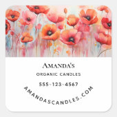 B.フィールドビジネスで赤い水の色のケシ スクエアシール (正面)