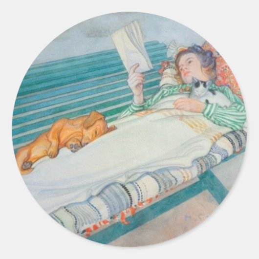 B.ベンチに乗った女と犬 ラウンドシール (正面)