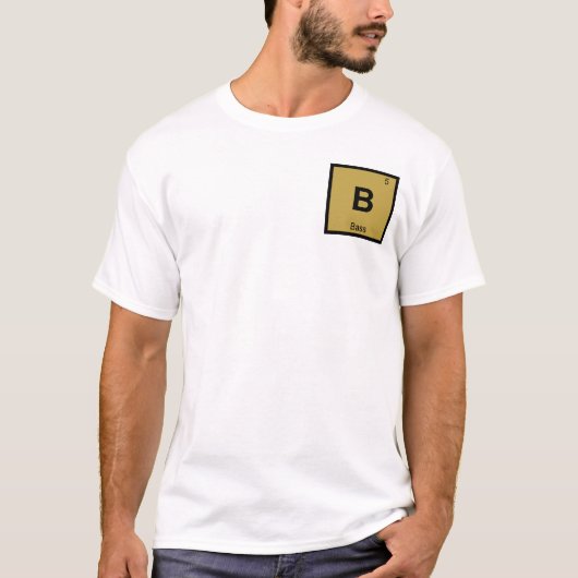 B - ベースミュージック化学周期表シンボル Tシャツ (正面)