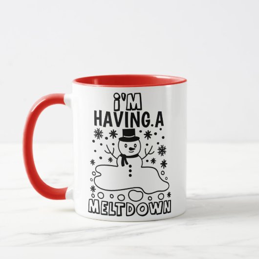 B.メルトダウンをする |クリスおもしろいマス雪だるま マグカップ (左)