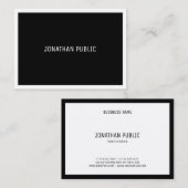 B&モダンWブラエレガントック&ホワイトプシンプルレーン 名刺 (正面/裏面)