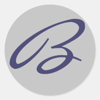 "B"モノグラムグレーとネイビーブルー ラウンドシール