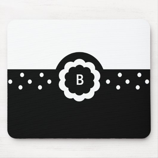 B ::モノグラムB点々のある白黒マウスパッド マウスパッド (正面)