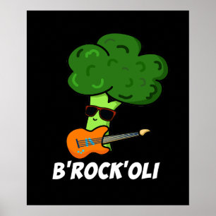 B – ロックオーリおもしろいロッカーブロッコリープンダークBG ポスター