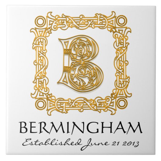 "B"姓の記念日結婚モノグラムタイル タイル (正面)