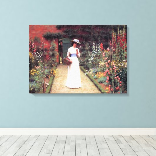 B.庭に出る婦人 キャンバスプリント (インサイチュ (ウッドフロア))