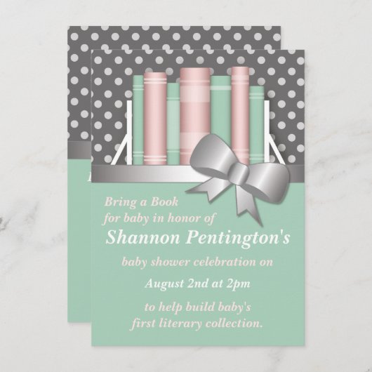 B.本かわいらしのベビーシャワー招待状 招待状 (正面/裏面)