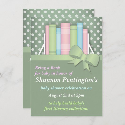 B.本カラフルのベビーシャワー招待状 招待状 (正面/裏面)