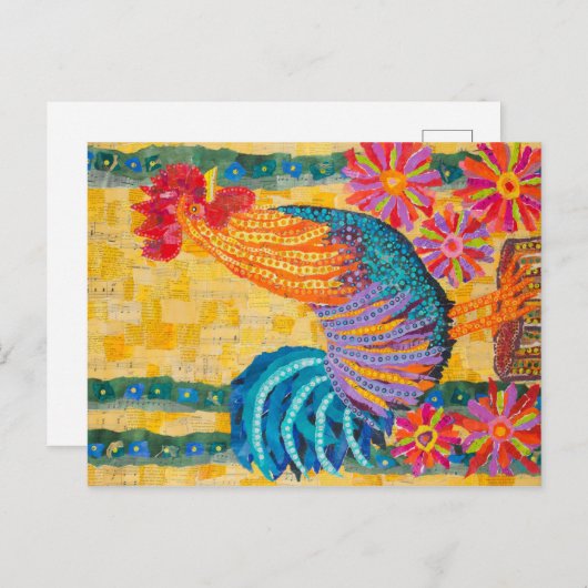 B.花の中の鶏 ポストカード (正面/裏面)