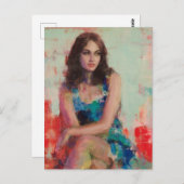 B.青いドレスを着た女性 ポストカード (正面/裏面)