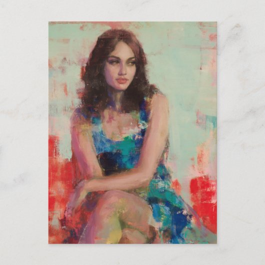 B.青いドレスを着た女性 ポストカード (正面)