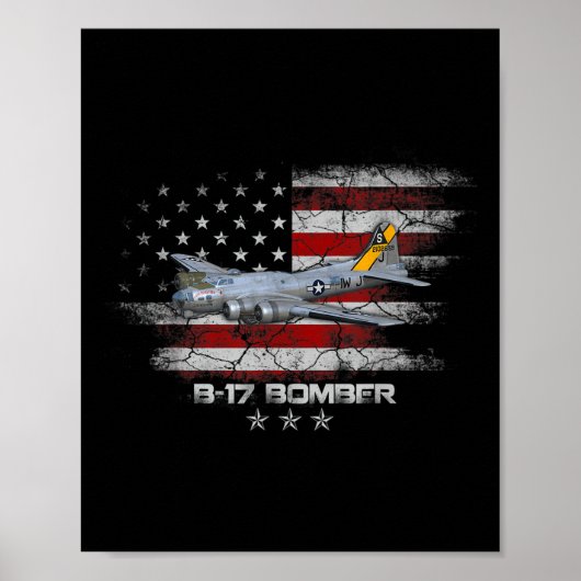 B-17要塞飛んでいる世界大戦2爆撃機W ポスター (正面)