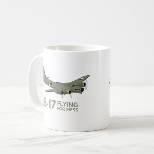 B-17要塞飛んでいる第2次世界大戦重爆撃機 コーヒーマグカップ (正面左)
