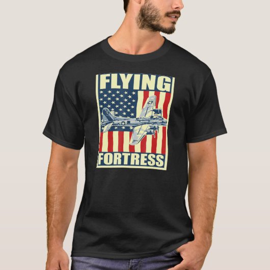 B-17要塞飛んでいる航空機Usaf航空機爆撃機 Tシャツ (正面)