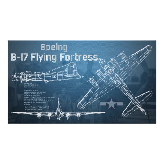 B-17要塞飛んでいる設計図 フォトプリント            (正面)