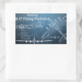 B-17要塞飛んでいる設計図 長方形シール (バッグ)