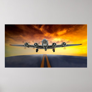 B-17要塞飛んでいる離陸 ポスター