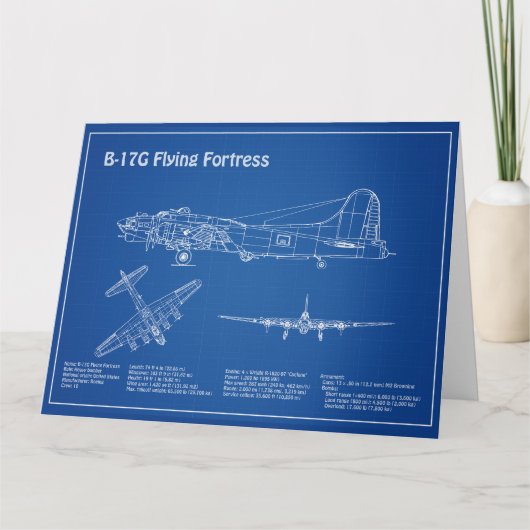 B-17要塞飛んでいる – 飛行機の設計図の計画AD サンキューカード (正面)
