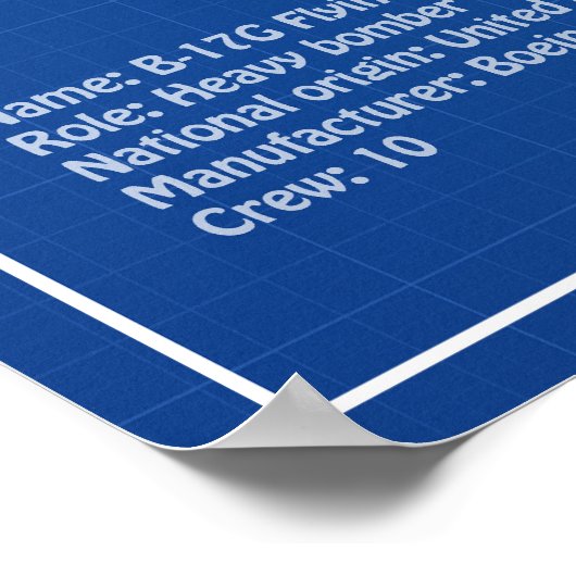 B-17要塞飛んでいる – 飛行機の設計図の計画AD ポスター (角)