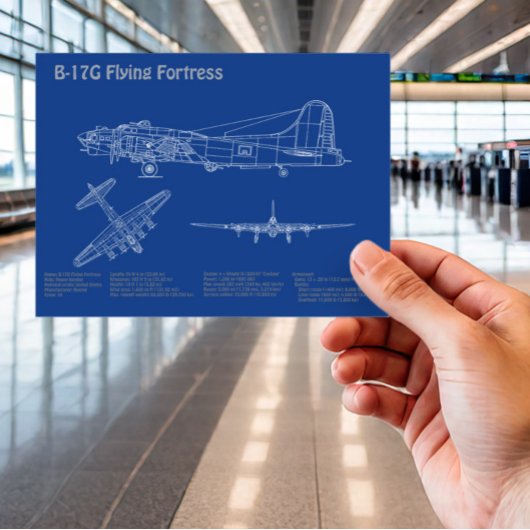 B-17要塞飛んでいる – 飛行機の設計図の計画AD ポストカード