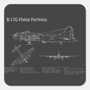 B-17要塞飛んでいる – 飛行機の設計図の計画PD スクエアシール