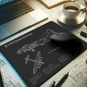 B-17要塞飛んでいる – 飛行機の設計図の計画PD マウスパッド