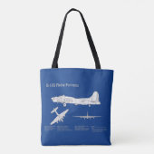 B-17要塞飛んでいる – 飛行機の設計図プランABD トートバッグ (裏面)