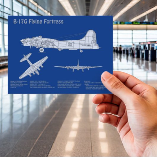 B-17要塞飛んでいる – 飛行機の設計図プランABD ポストカード