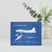 B-17要塞飛んでいる – 飛行機の設計図プランABD ポストカード (スタンド正面)