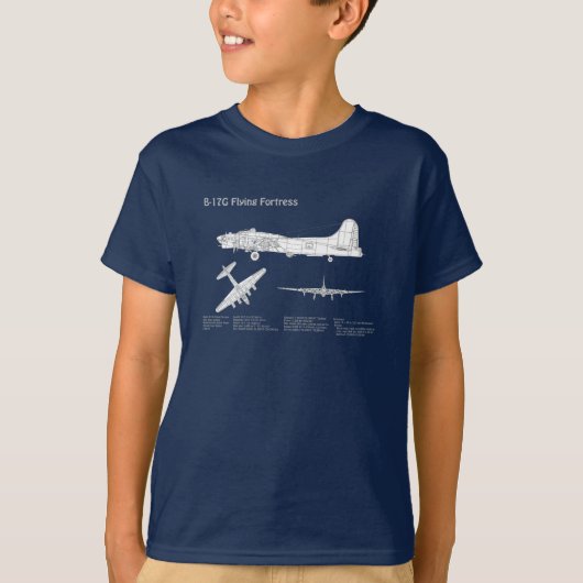 B-17要塞飛んでいる – 飛行機の設計図プランABD Tシャツ (正面)
