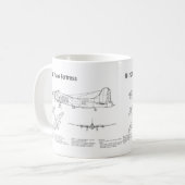 B-17要塞飛んでいる – 飛行機の設計図プランBD コーヒーマグカップ (正面左)