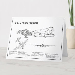 B-17要塞飛んでいる – 飛行機の設計図プランBD サンキューカード