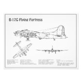 B-17要塞飛んでいる – 飛行機の設計図プランBD フォトプリント            (正面)