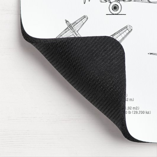 B-17要塞飛んでいる – 飛行機の設計図プランBD マウスパッド (コーナー)