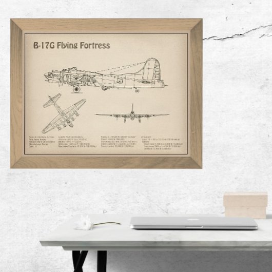 B-17要塞飛んでいる – 飛行機の設計図プランSD フォトプリント           