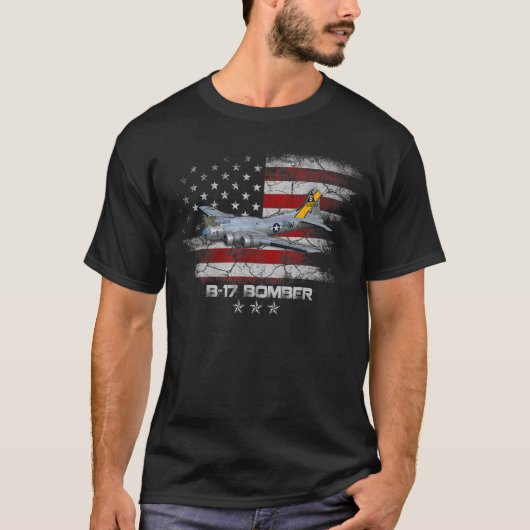 B 17 フライングフォートレス 第二次世界大戦 爆撃機 戦闘機 W Tシャツ (正面)
