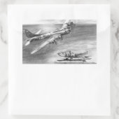 (B-17)要塞飛んでいる(Fortress) 長方形シール (バッグ)