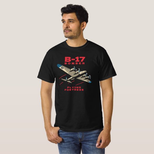 B-17 Bomber WW2 Plane Retro  Tシャツ (正面フル)