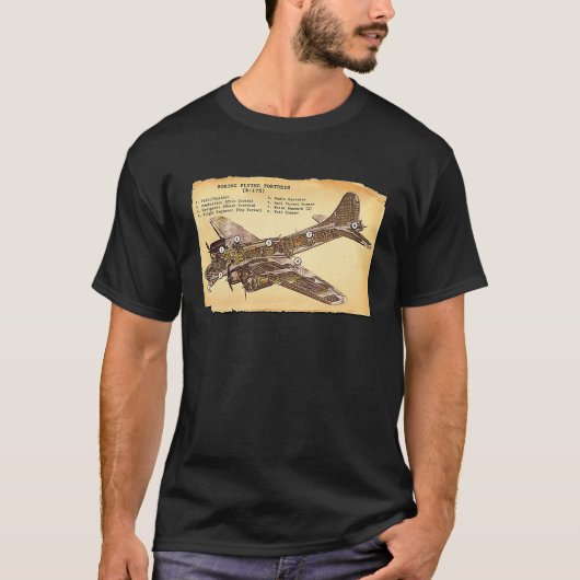 B 17 Bomber WWII Flying Fortress Diagram Tシャツ (正面)